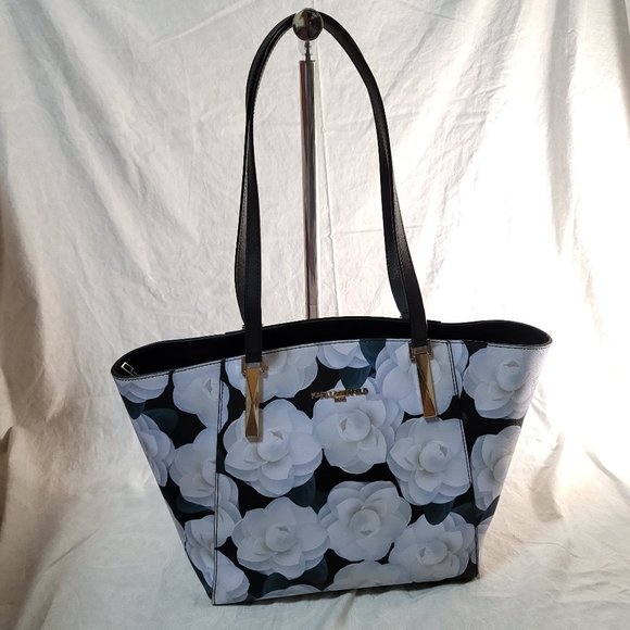 NWOT Karl Lagerfeld Saffiano Leather Flowers Tote